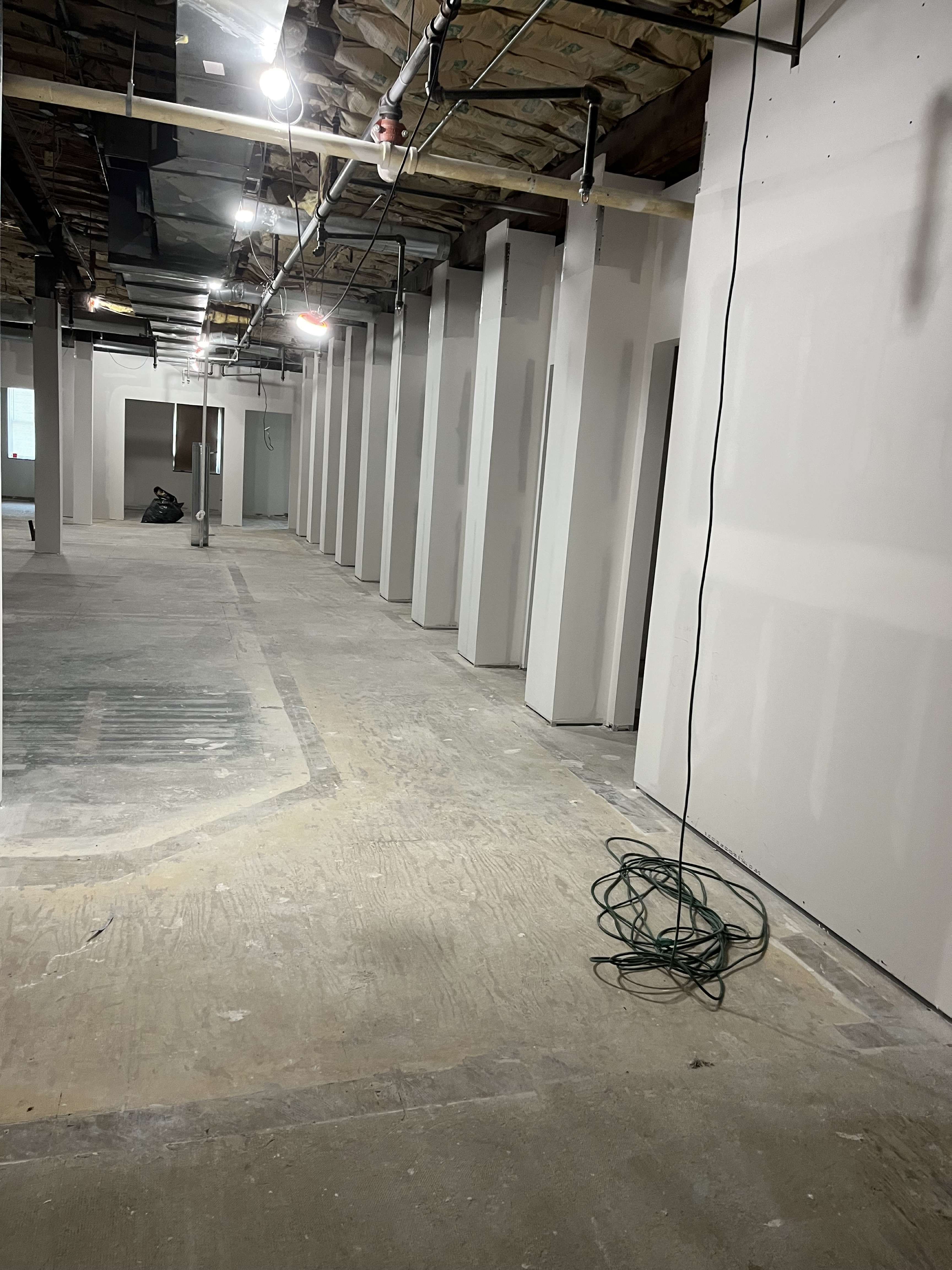 Commercial drywall hallway and columns