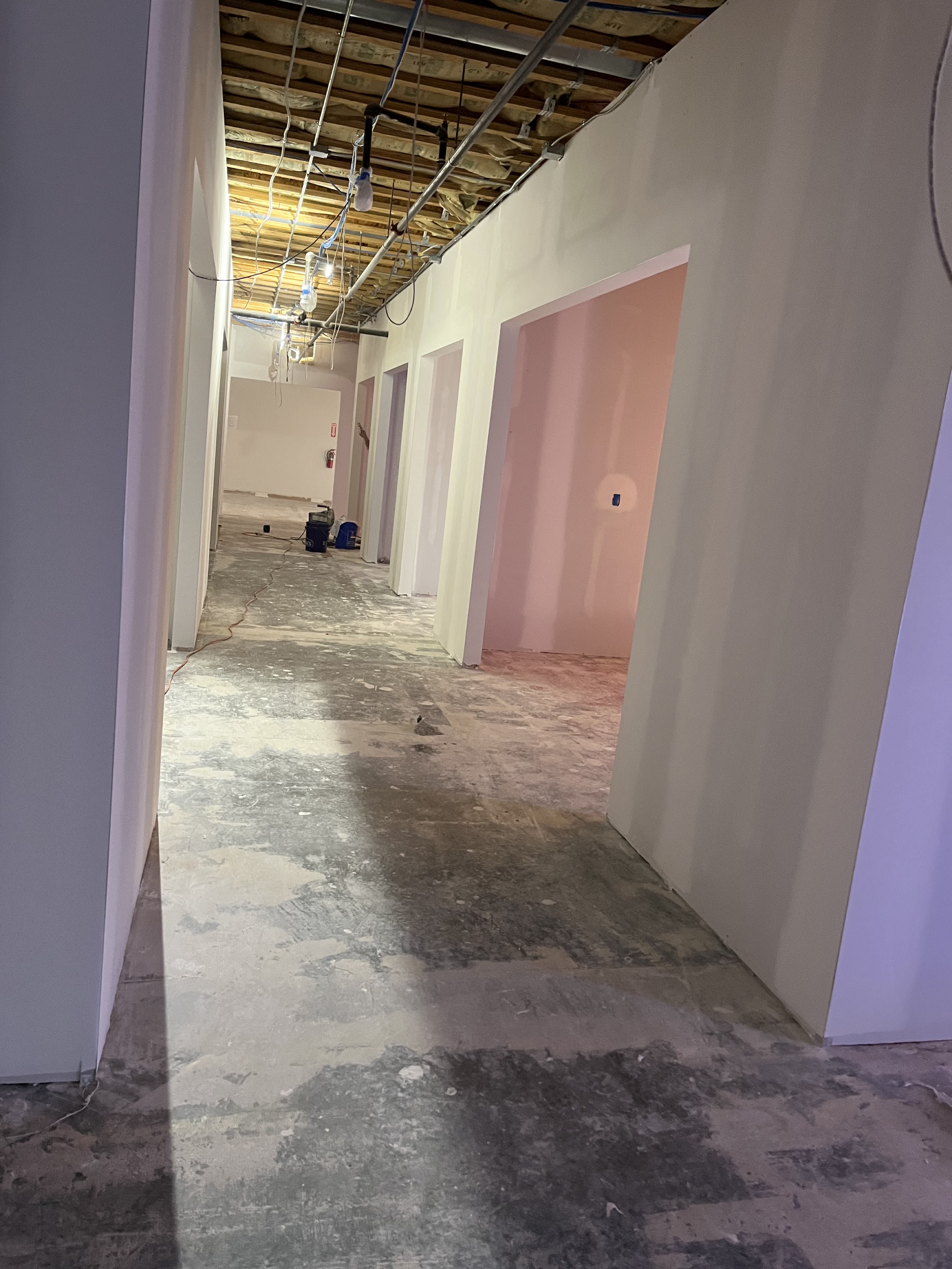 Drywall hallway finishing work